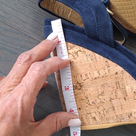 Stuart Weitzman Minky Platform Wedge Sandal Blue 9.5 EUC - Picture 16 of 16